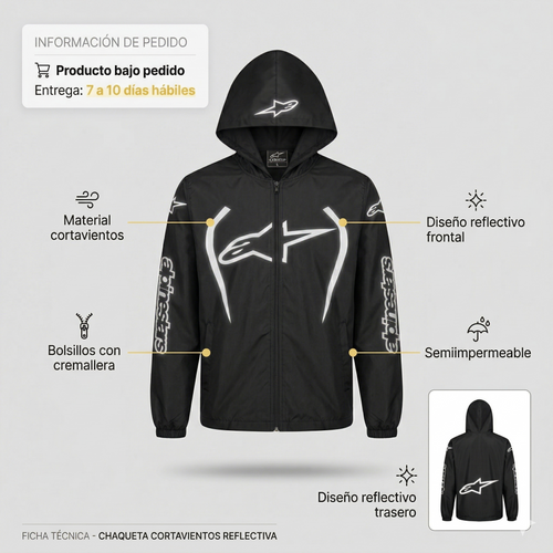 Chaqueta Cortavientos Alpinestar Reflectiva | Diseño Urbano + Alta Visibilidad